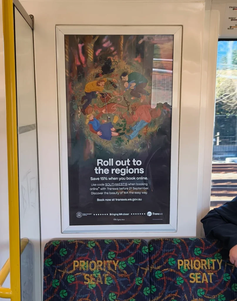 Screenshot of poster as seen on the train in Perth