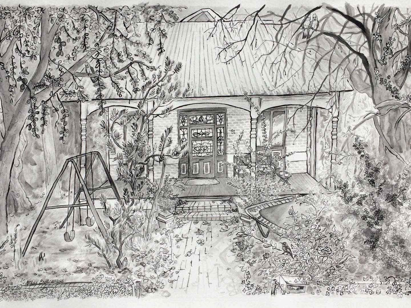 Ink illustration of a traditional